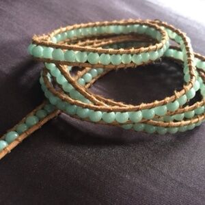 Chan Luu Green Beaded Wrap Bracelet